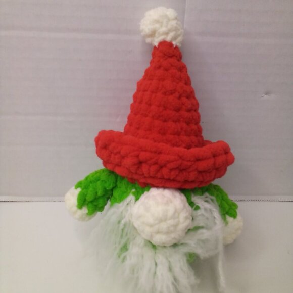 Crochet Gnome Elf Christmas Red Green 8" Handmade - Picture 2 of 14